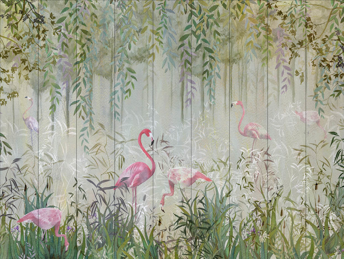 NLXL Mural Flamingo Garden - 09 Drops Wandtattoo im Boho-Stil mit floralem Design in Multicolour - Bild 1