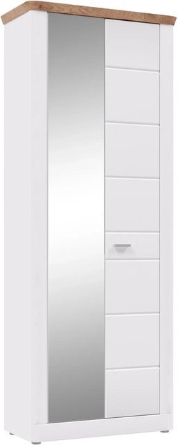 Schuhschrank Norton von Inn.Furn in Weiß Matt Eiche mit Soft-Close und Spiegel, B/T/H: 79 x 37 x 204 cm - Bild 1