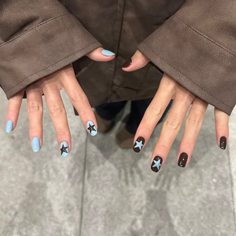 Künstliche Nägel, Blau, Quadratisch, 24 Stück, Glänzend, Damen - Bild 2