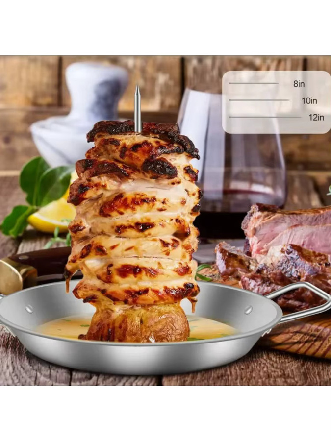 FEB.WIND Vertikaler Rotisserie-Spießständer aus Edelstahl in Silber für Hühnerfleisch und Kebabs - Bild 3