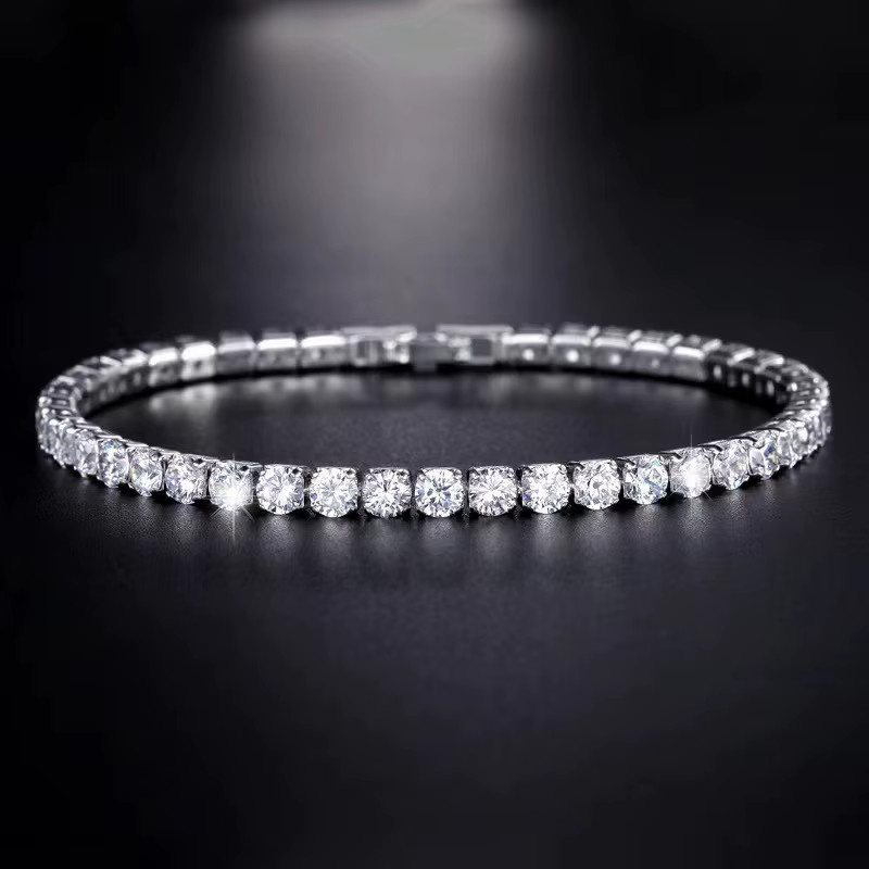 SAY Tennis-Armband, 925 Silber, Moissanit, Weiß, Damen und Herren - Bild 3