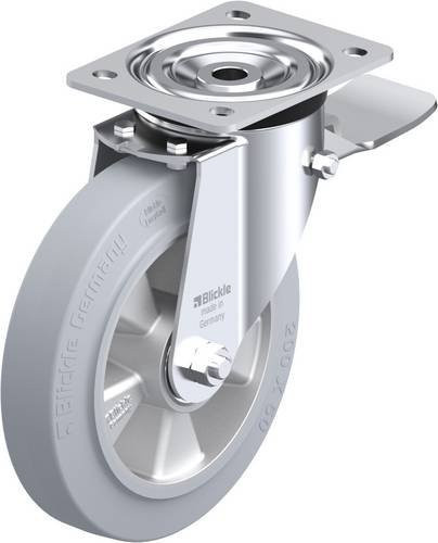 Blickle L-ALEV 200K-ST-SG Lenkrolle mit Feststeller in Grau, Rad-Durchmesser: 20 cm, Tragfähigkeit: 400 kg - Bild 1