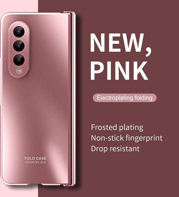 Samsung Galaxy Z Fold 4 Schutzhülle mit Scharnierabdeckung und Glasfolie in Pink - Bild 1
