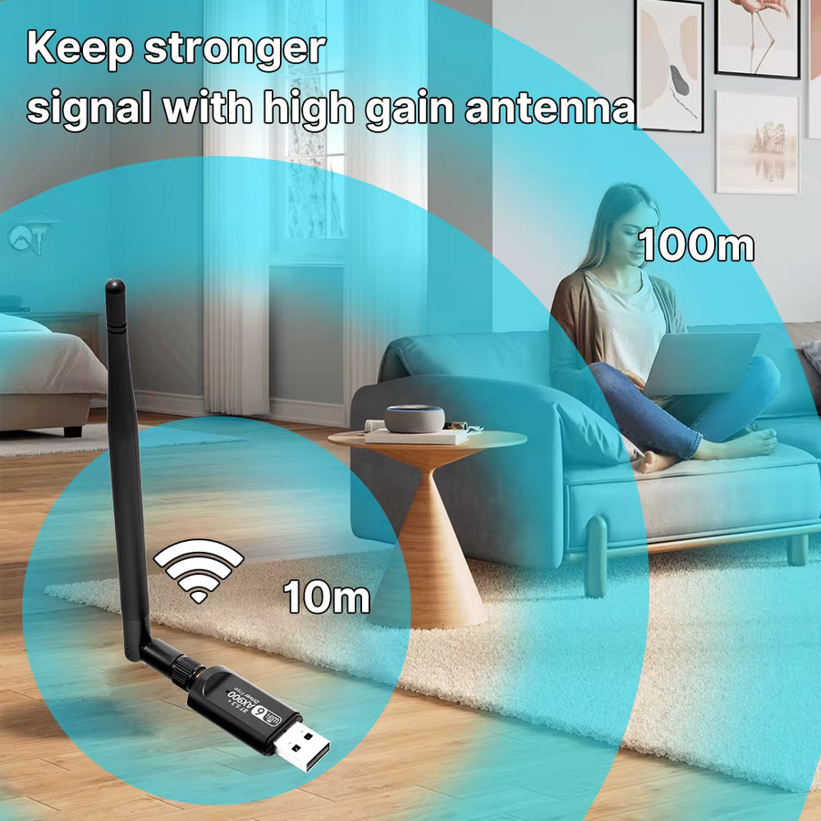 Fenvi WiFi 6 AX900 USB WLAN-Adapter mit Bluetooth 5.3, Dual-Band 2,4G/5GHz, Schwarz - Bild 3