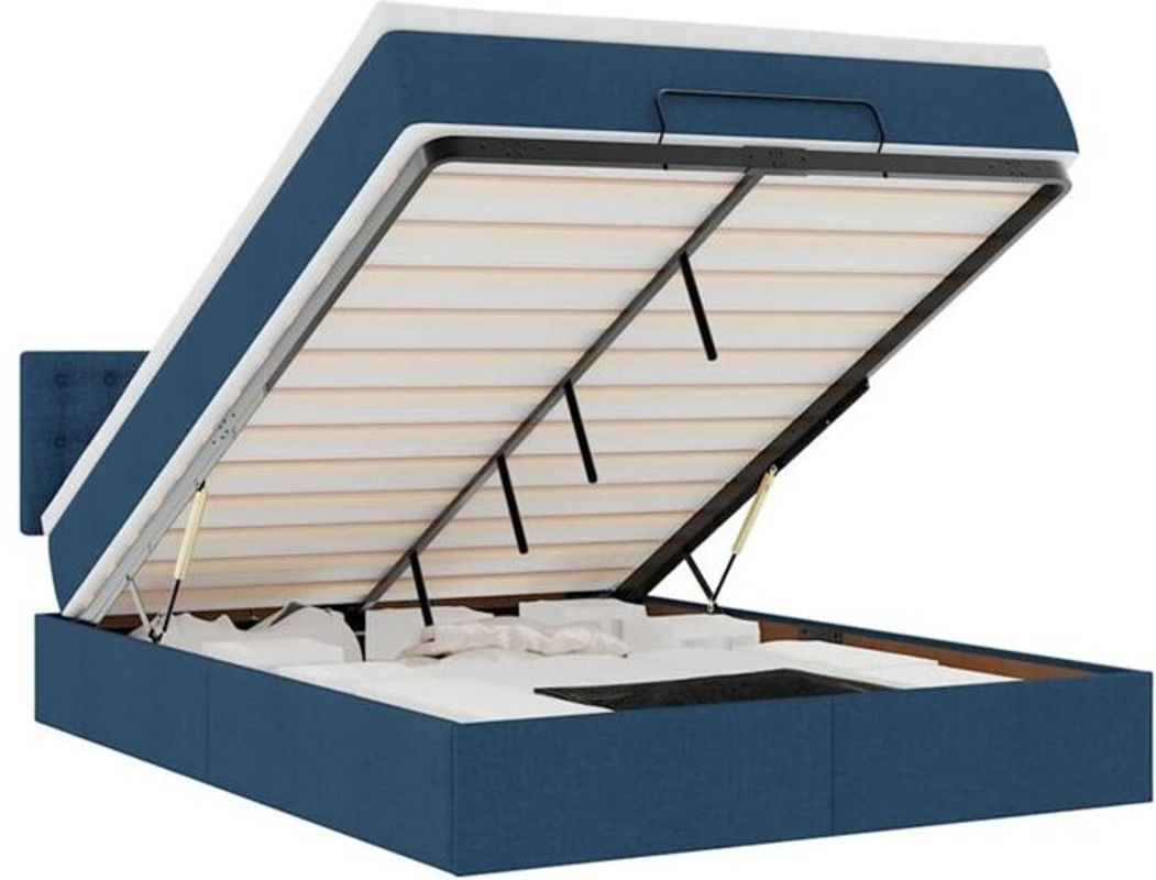vidaxl Polsterbett Ottomane mit Matratze und LED-Beleuchtung in Blau, B/T/H: 140 x 190 x 88 cm - Bild 1