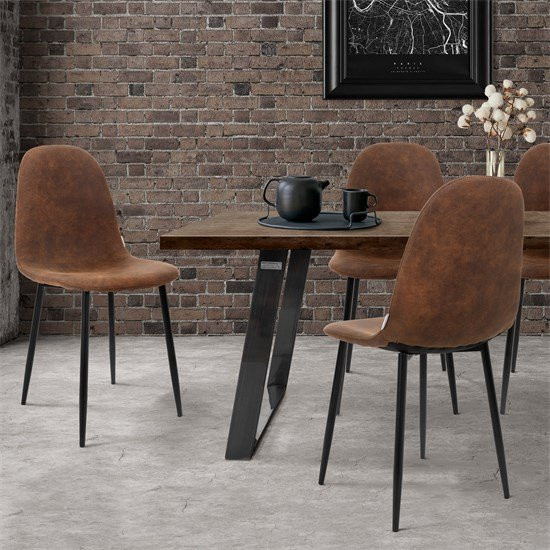 ML-Design 4er Set Esszimmerstühle im skandinavischen Design mit Kunstleder Bezug in Braun - Bild 1