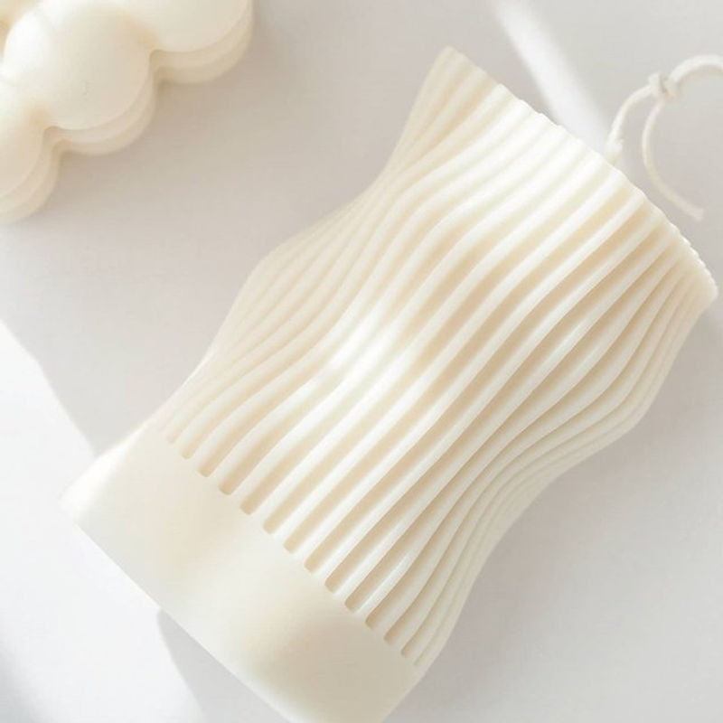 SANZON Silikon Kerzenform für Bienenwachs in Wellenform und Streifen-Design, Weiß - Bild 1