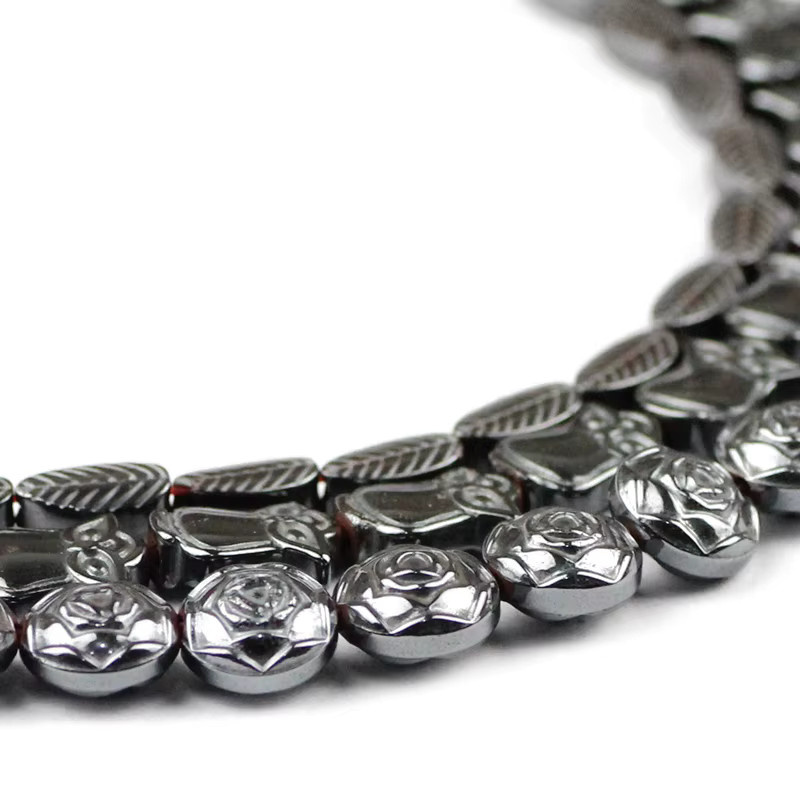 JHNBY Charms, Rosen Eulen Blätter, schwarz, Hämatit, Naturstein, Perlen - Bild 2