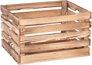 iWerk Holzkiste aus Holz in braun-geflammt, B/T/H: 40 x 50 x 30 cm - Bild 1