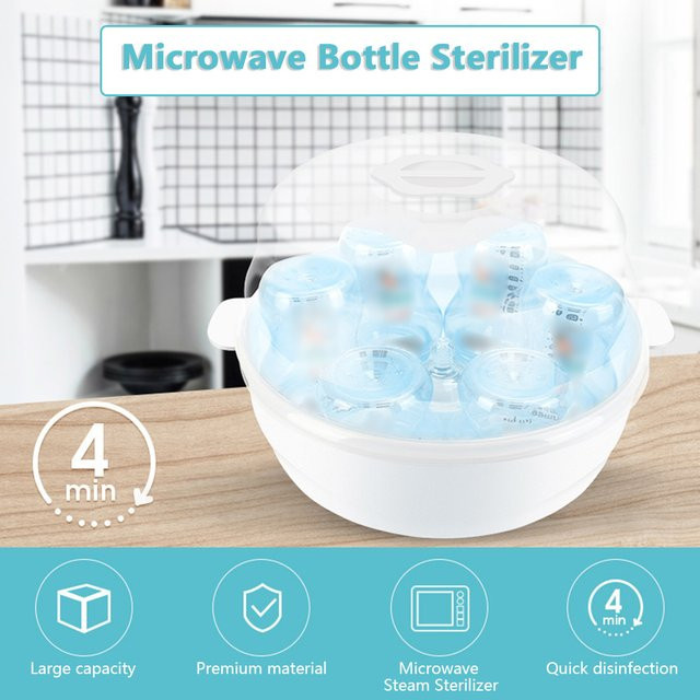 Mikrowellen-Flaschensterilisator als Dampfsterilisator in Weiß für bis zu 6 Babyflaschen und Schnullerbecher - Bild 1
