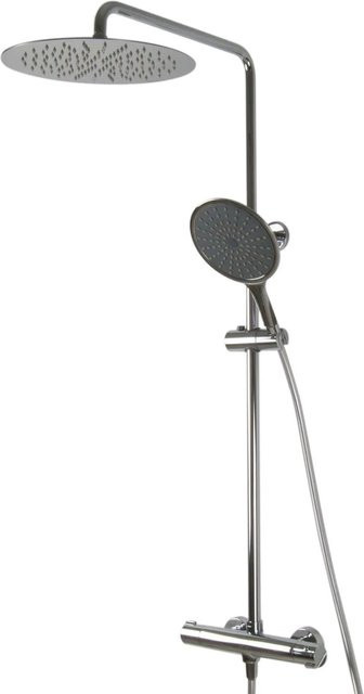 PaulGurkes Duschsystem mit Thermostat Aufputz in Chrom, Regendusche XXL 30 cm und Handbrause, Silber - Bild 1