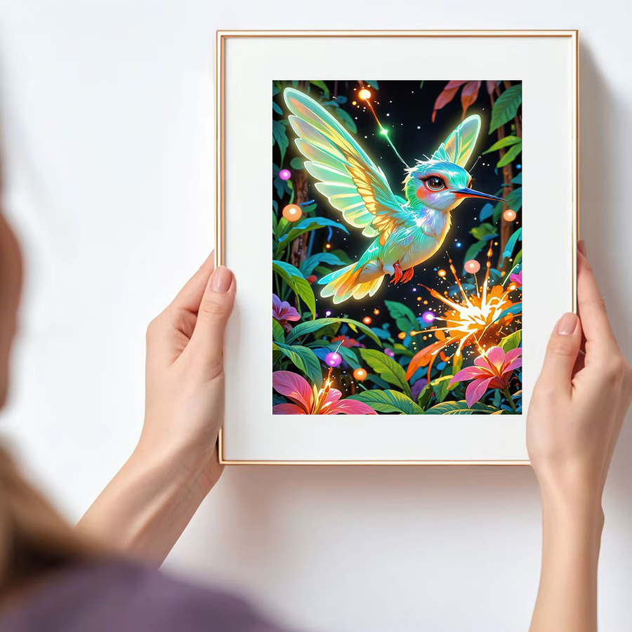 Huacan Diamant-Malerei mit Vogel- und Blumenmotiven, Dekorative Wandkunst in Mehrfarben, Runde Diamant-Stickerei mit Tier- und Pflanzenmotiven - Bild 3