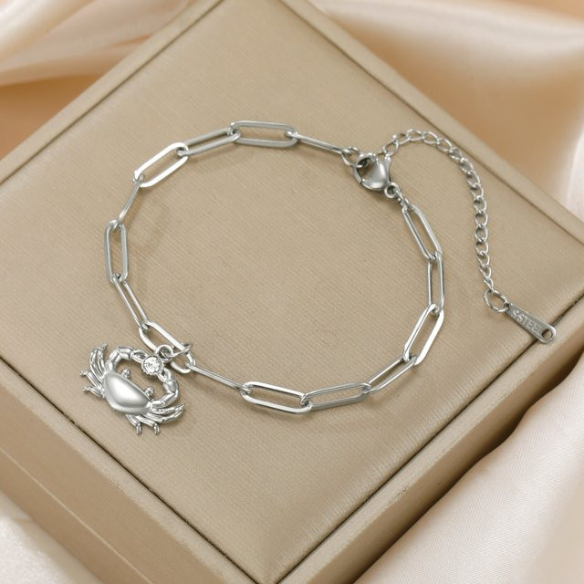Cazador Armband mit Krabben-Anhänger, Edelstahl, Zirkonia, Damen - Bild 1