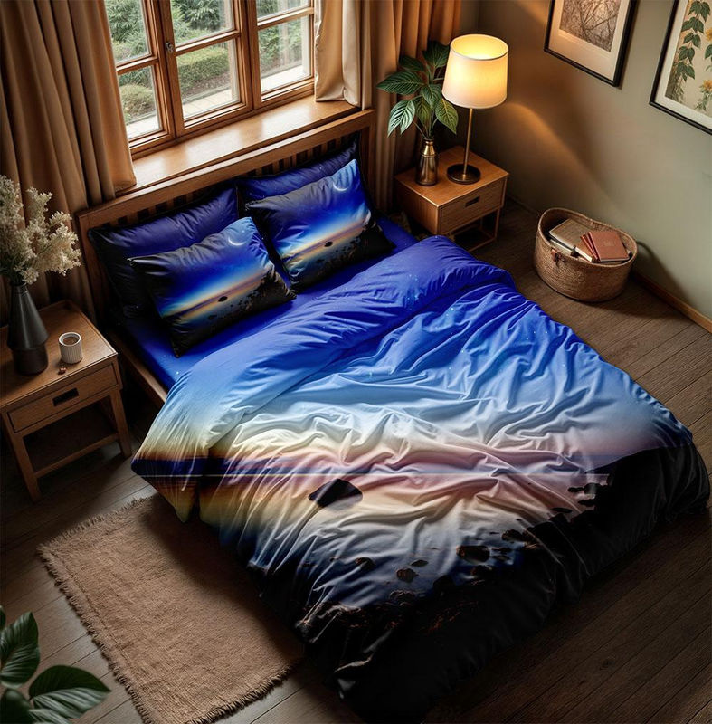 Personalisierte Bettwäsche mit eigenem Foto Design von Your Warm Home, Set aus Bettbezug und Kissenbezug aus Mikrofaser, Blau, B/H: 135 x 200 cm - Bild 2