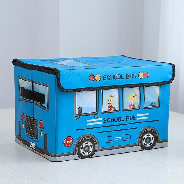 Mango Event Aufbewahrungstruhe mit Klappdeckel für das Kinderzimmer, zusammenklappbarer Spielzeugkorb aus Stoff, Blau, B/T/H: 38,0 x 25,0 x 25,0 cm - Bild 1