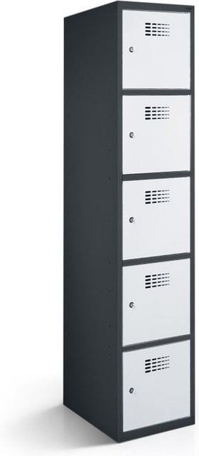 rotstahl Fächerschrank mit 5 Fächern in Anthrazitgrau und Hellgrau, B/T/H: 40 x 50 x 180 cm - Bild 1