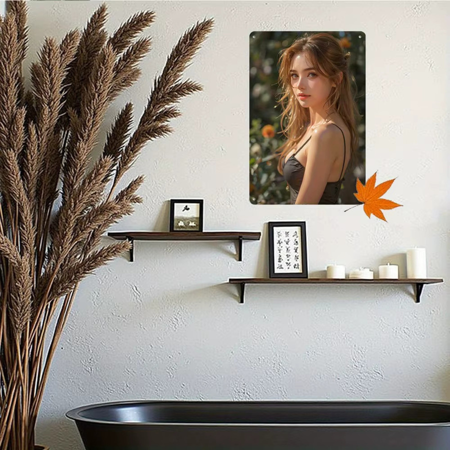 HELLOYOUNG Vintage Frauenfigur Wandkunst aus Aluminium im Portrait-Stil, Metall-Wanddekoration für Wohnzimmer und Küche, B/H: 30 x 20 cm - Bild 3