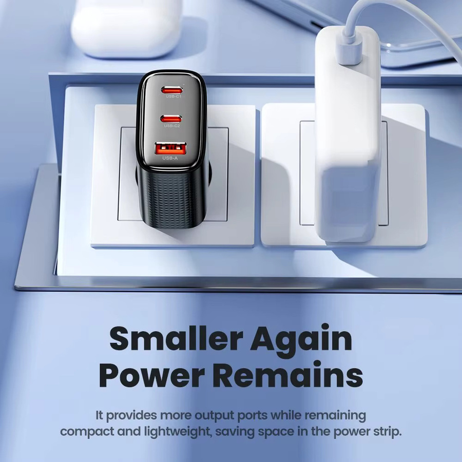 Toocki 40 W GaN USB-C Schnellladegerät mit Dual USB-C Anschlüssen und QC 4.0 in Schwarz - Bild 3