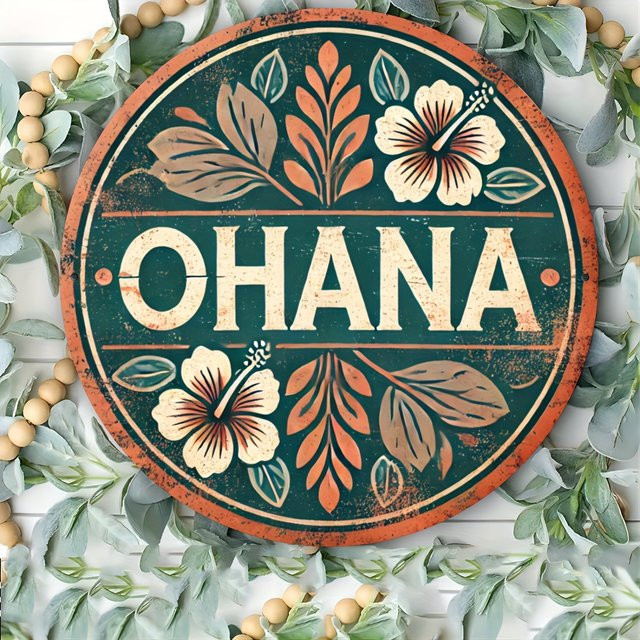 Potdemiel Vintage-Wandschild Ohana aus Metall mit Blumenmuster, B/H: 20,32 x 20,32 cm, Mehrfarbig - Bild 1