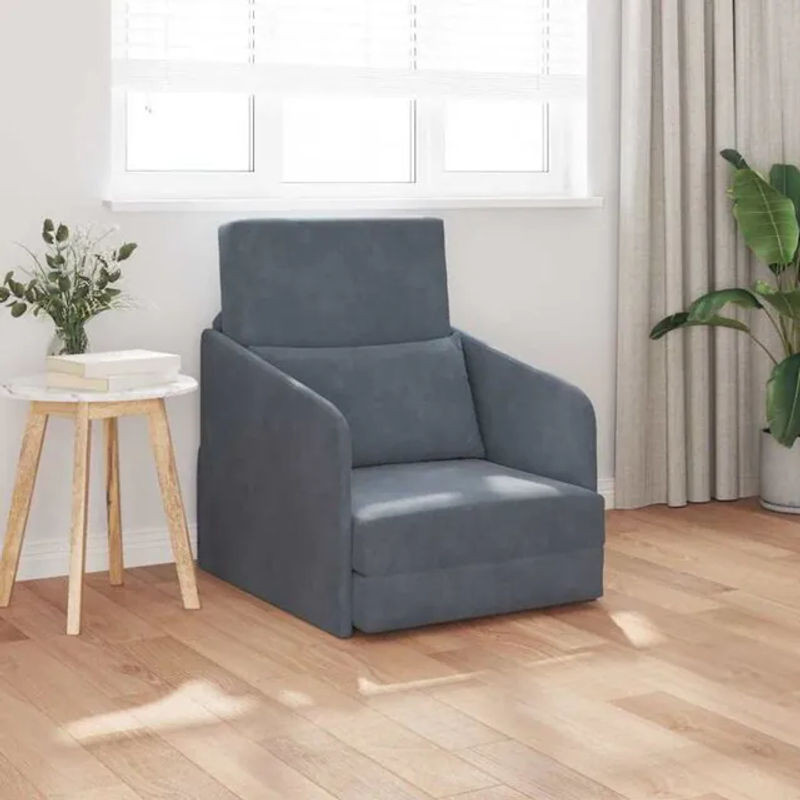 Modernes Sofa Bett aus Samt in Anthrazit von Vidaxl, B/T/H: 65 x 80 x 83 cm - Bild 1