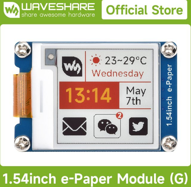 Waveshare 1,54 Zoll E-Paper Display (G) E-Ink-Bildschirm in Rot, Gelb, Schwarz und Weiß für Raspberry Pi, Arduino und Jetson Nano - Bild 1