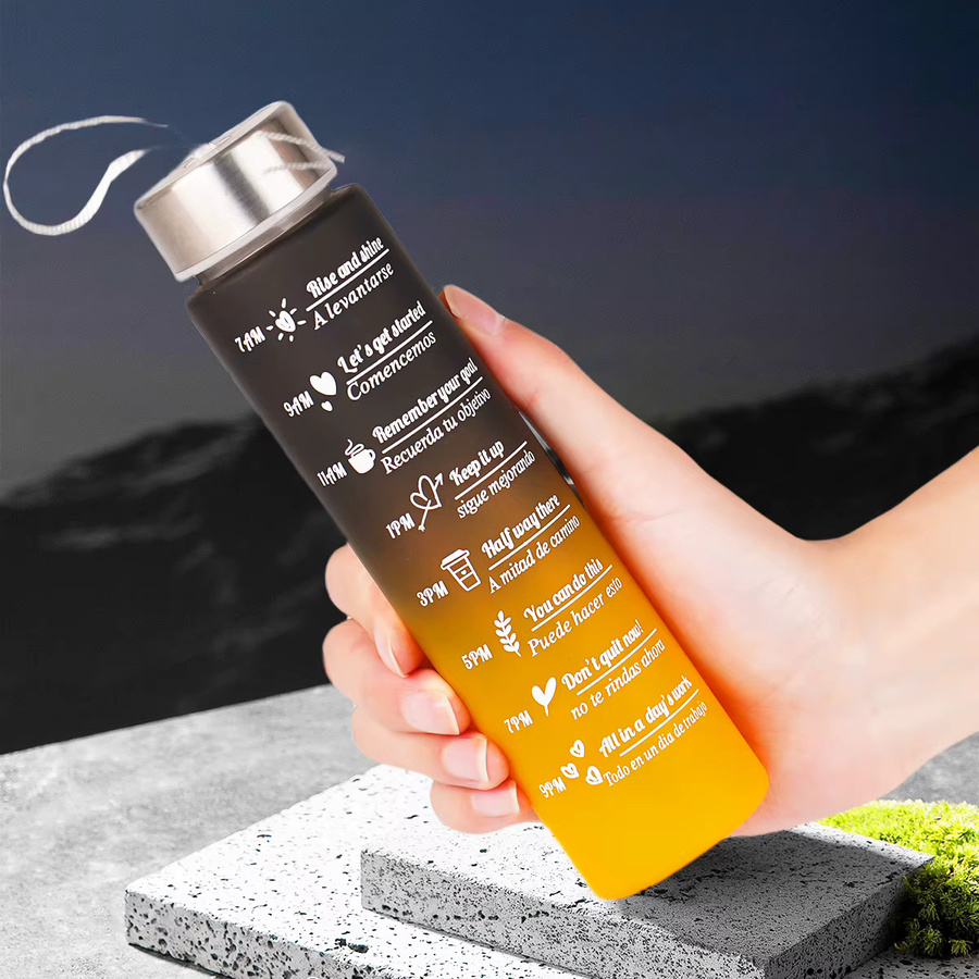 WIFEFUN Wasserflasche mit Zeitmarkierung, BPA-frei und auslaufsicher, 300 ml, Farben: Blau, Gelb, Mehrfarbig - Bild 3