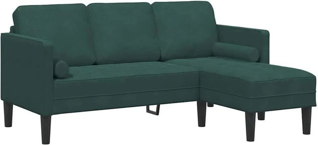 vidaXL Ecksofa Set in Dunkelgrün mit Kissen aus Samt und Polyester im modernen L-Shape Design - Bild 1