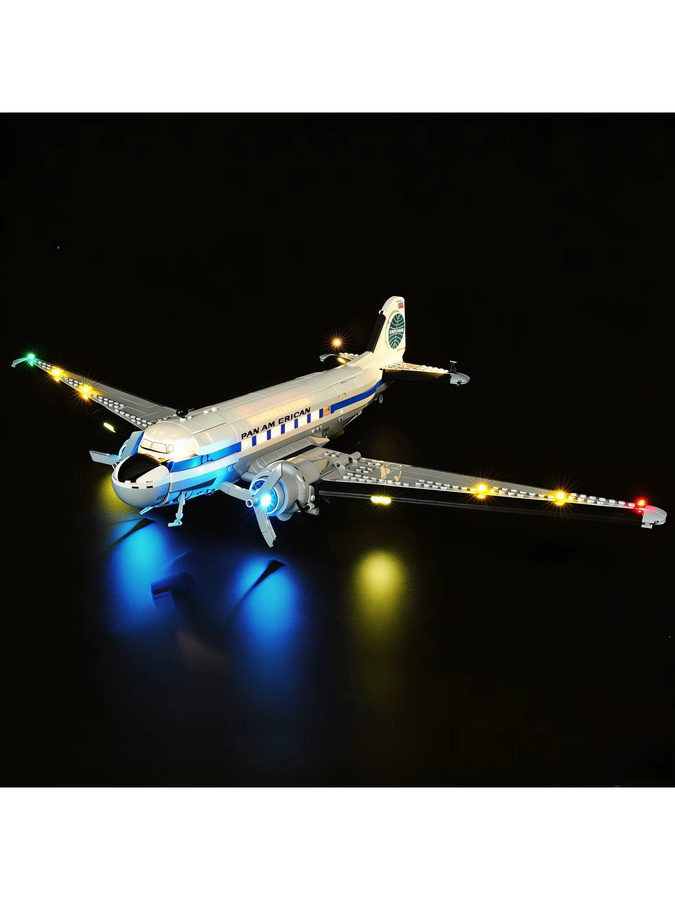 MAXCXT LED-Licht für LEGO 11378 Douglas DC-3 Pan American Airways Flugzeug, Dekorationslampe in Weiß und Blau - Bild 3