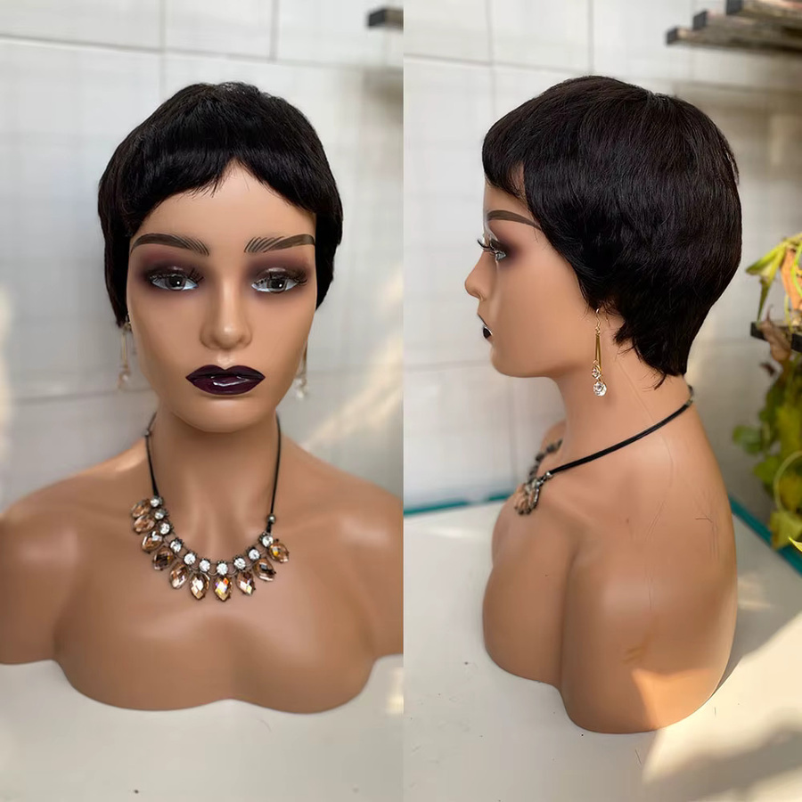 umot Pixie Cut Perücke, Echthaar, Schwarz, Damen - Bild 2