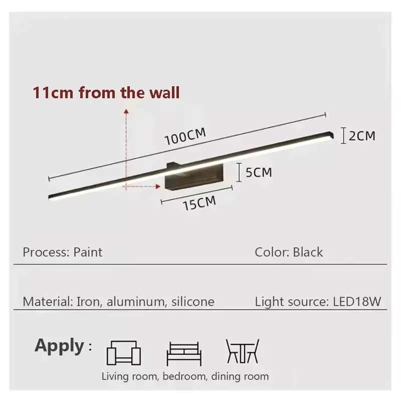 CETANT LED-Wandleuchte in Weiß, moderne lineare Spiegel-Dekorbeleuchtung für Badezimmer, Waschraum und Küche - Bild 3