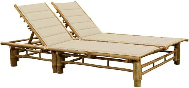 Furnicato Sonnenliege für 2 Personen aus Bambus in Beige, B/T/H: 200 x 130 x 87 cm - Bild 1
