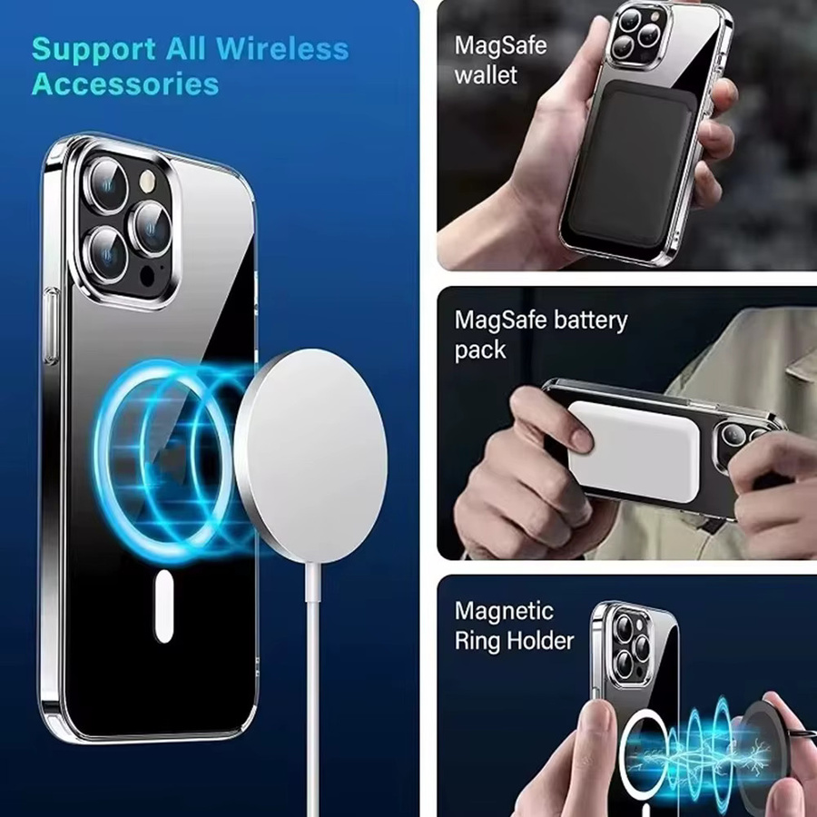 Magnetische Silikon und Acryl Schutzhülle für Apple iPhone mit MagSafe Unterstützung in Transparent - Bild 4