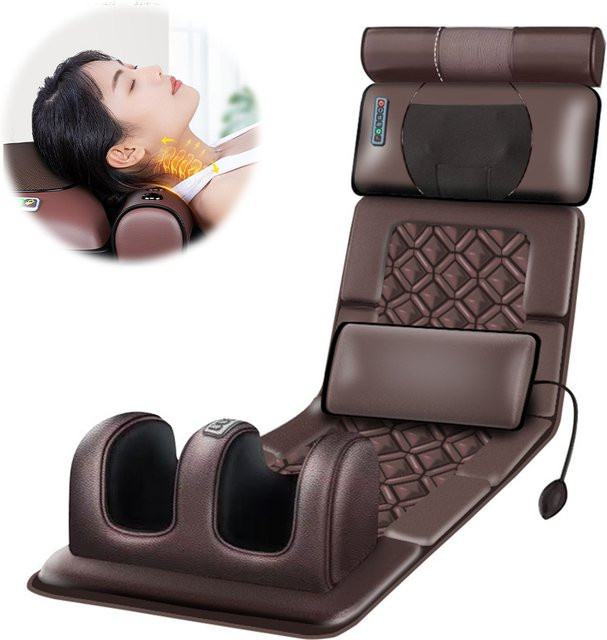 Lpnove Elektrische Massagematte mit Vibrations- und Heizfunktion in Braun für Nacken, Rücken und Füße zur Schmerzlinderung und Entspannung - Bild 1