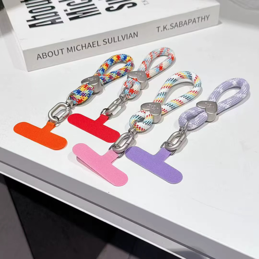 Universelles kurzes Handy-Lanyard als verstellbares Handgelenkband und Schlüsselanhänger in Mehrfarbig und Blau - Bild 2