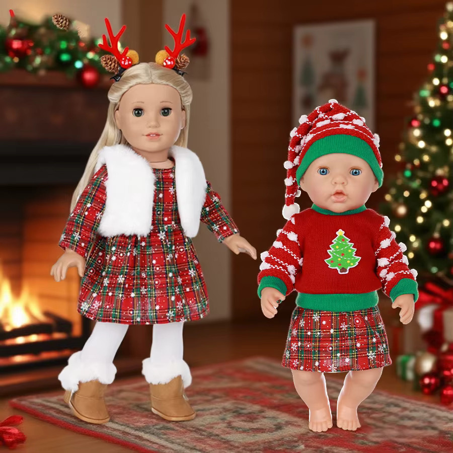 dearbei Weihnachtskleidungsset, Zubehör, 16-18 Zoll, Rot - Bild 5
