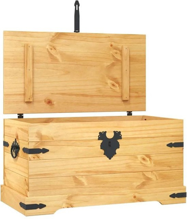 vidaXL Truhe im Mexiko-Stil aus Kiefernholz in Braun und Schwarz, B/T/H: 91 x 49,5 x 47 cm