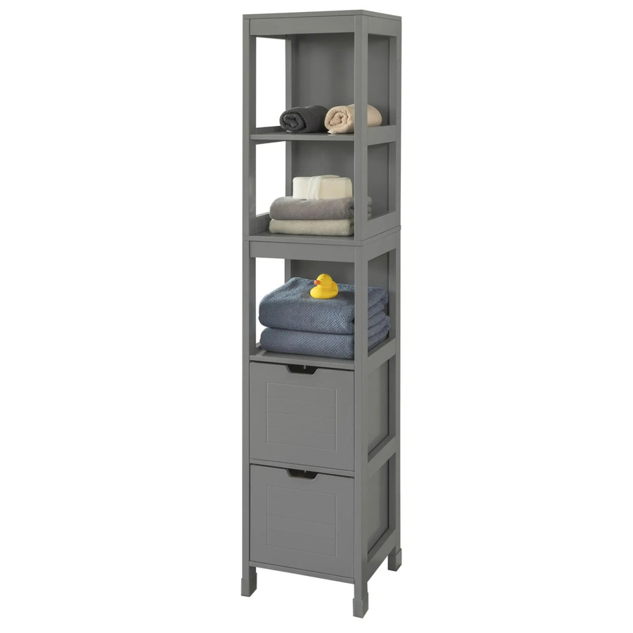 SoBuy Badezimmerschrank Hochschrank mit 2 Körben in Grau, B/T/H: 30 x 30 x 144 cm - Bild 2
