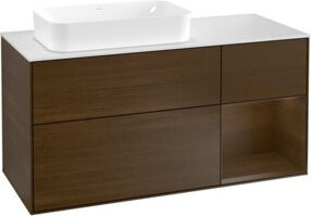 V&B Waschtischunterschrank Finion mit Wandbeleuchtung Wellenschnitt, Farbe Weiß, Breite: 120 cm, Tiefe: 50,1 cm, Höhe: 50,1 cm - Bild 1