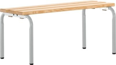 Sypro Sitzbank stapelbar aus Kiefernholz und Metall in Lichtgrau und Braun, Breite: 101,5 cm - Bild 1