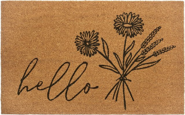 NYVI Kokos-Fußmatte Hello Flowers, rutschfest und wetterfest, B/T: 75 x 45 cm, Farbe: Braun/Mehrfarbig - Bild 1