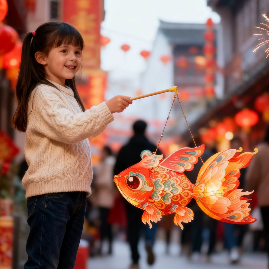 Wasserdichte chinesische Fisch-Laternen aus Papier in Gold/Messing für die Dekoration im Garten oder Innenbereich mit warmweißem Licht - Bild 4