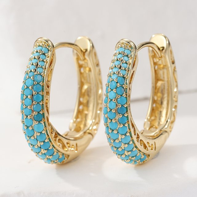 Futz Creolen, Blauem Zirkonia, Gold, Damen - Bild 1