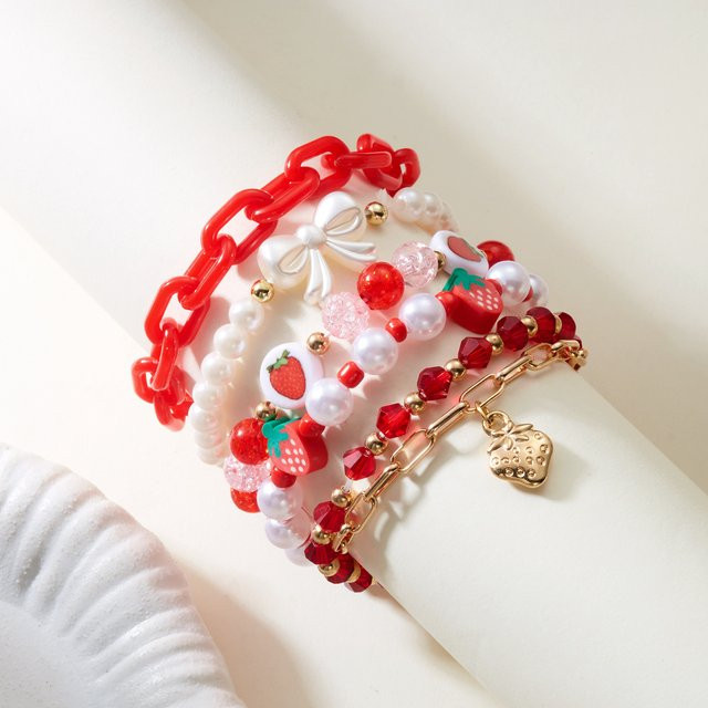 Rinhoo Armband, Erdbeere Anhänger, Perle, Damen, Bunt - Bild 1