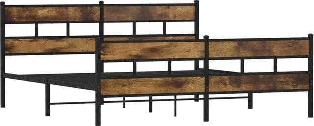 vidaXL Metallbett in Räuchereiche ohne Matratze, B/T/H: 180 x 200 x 187 cm - Bild 1
