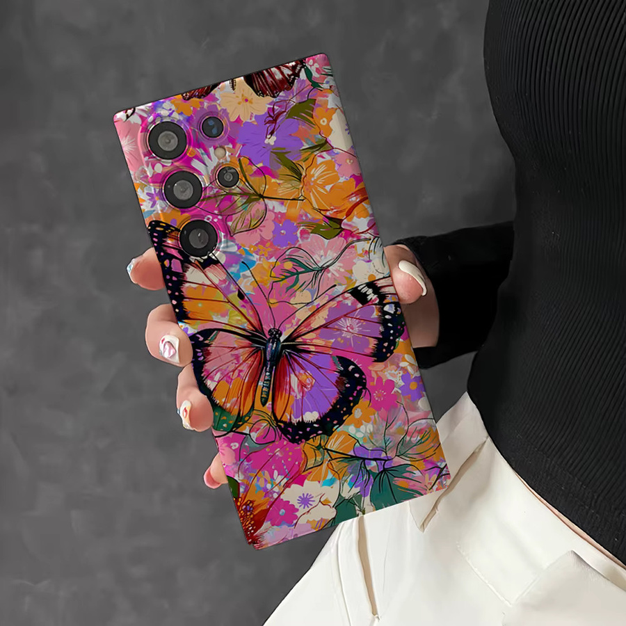 Stoßfeste Samsung Handyhülle mit Schmetterlings-Blüten Design in Multicolour für Galaxy S26 S25 S24 S23 Ultra Plus Android Smartphone - Bild 4