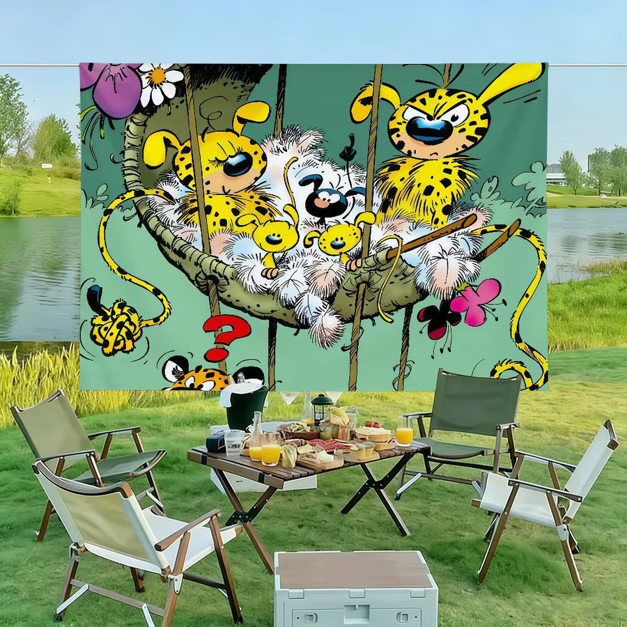 Warner Bros. Marsupilami Flagge mit Cartoon-Tierprint in Multicolour, Rechteckige Wanddeko aus Textil, Breite: 60 cm, Höhe: 40 cm - Bild 3