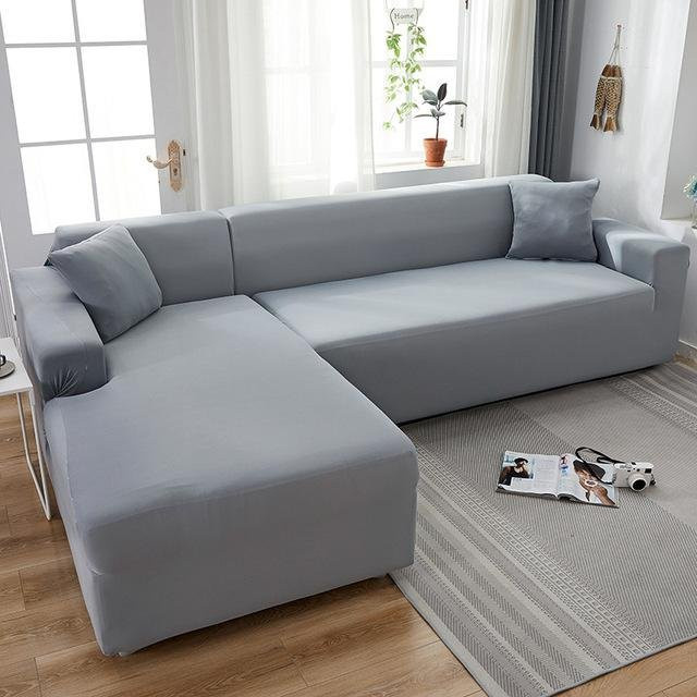 Elastischer Sofabezug aus Spandex in Grau als Schonbezug für dein Wohnzimmer mit 1 Kissenbezug (45 x 45 cm) - Bild 1