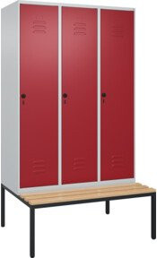C+P Spind Classic PLUS Sitzbank mit 3 Abteilen, Buche-Hartholz, B/T/H: 212,0 x 120,0 x 81,5 cm - Bild 1