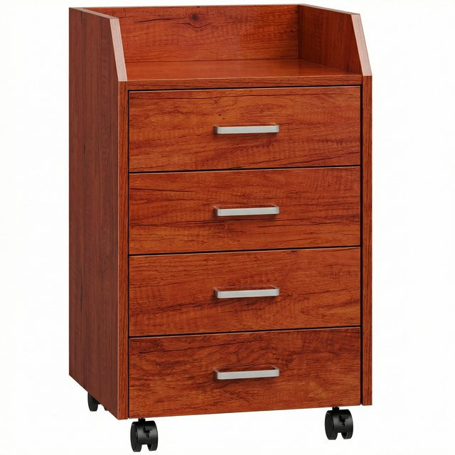 Vinsetto Schubladenkommode von Aosom mit 4 Schubladen und Rollen, mobiler Aktenschrank in Braun, B/T/H: 40 x 36 x 65 cm - Bild 1