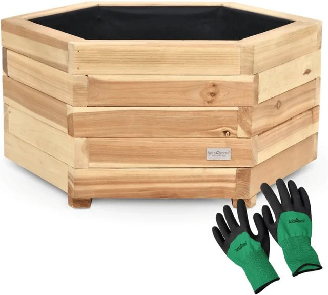 DELUKE Pflanzkasten MICHA 6-eckig aus Tannenholz in Braun, Breite: 54,5 cm - Bild 1